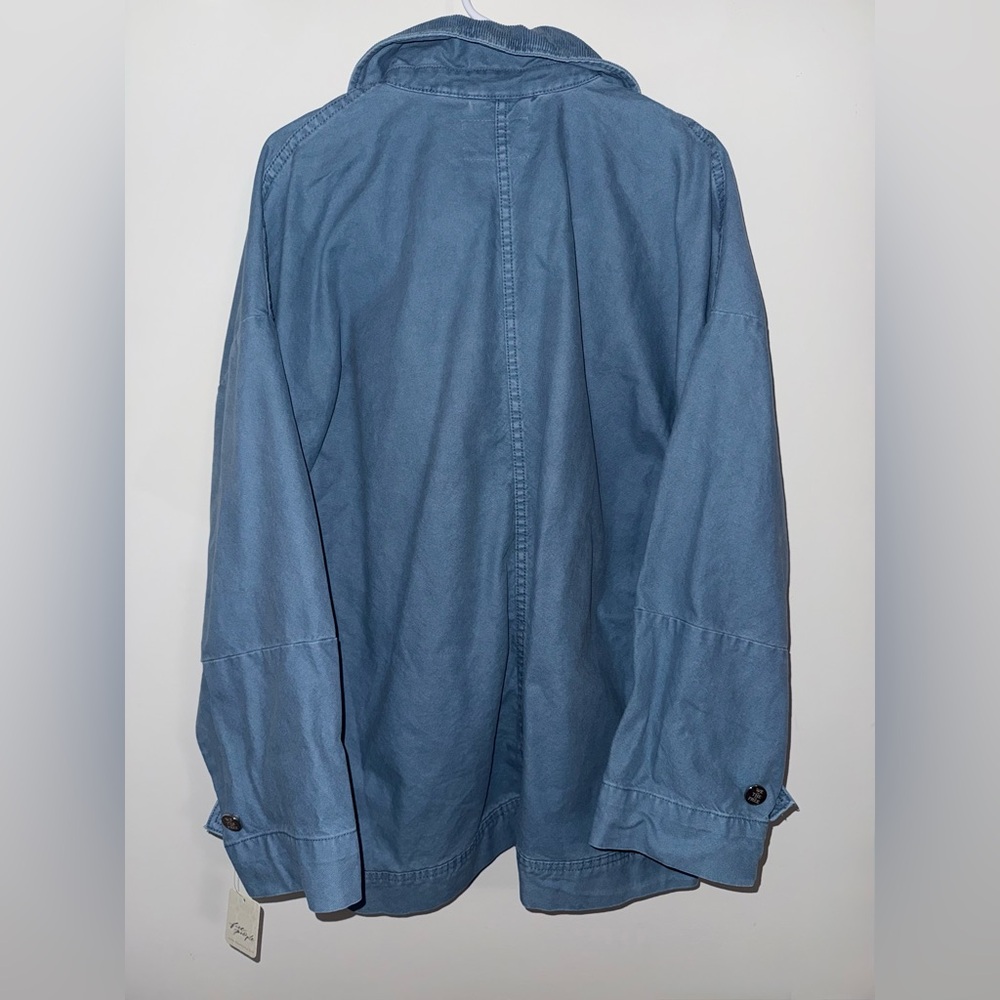 Free People Blue Utility Canvas Jacket NWT Size L - Picture 10 of 12